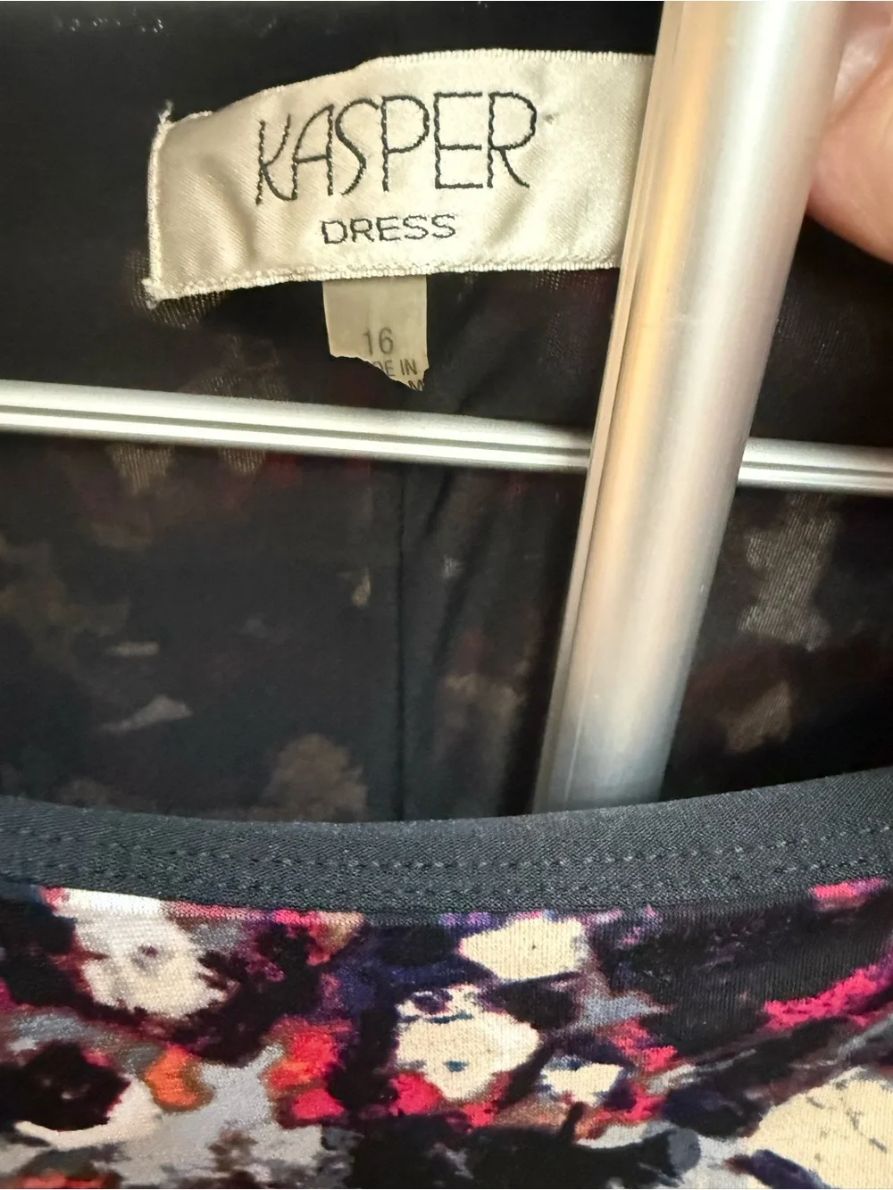 Kasper Black Midi Dress with Pink and Cream Floral Print - Picture 3 of 4